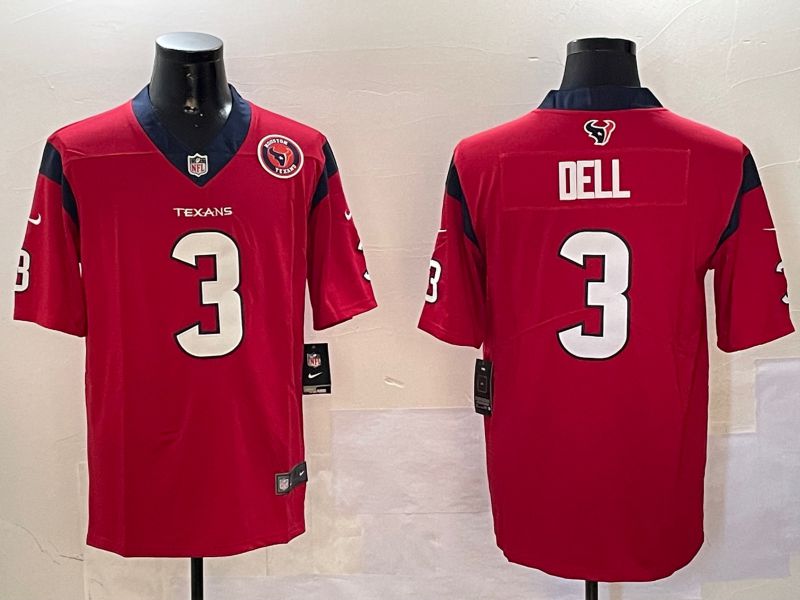 Men Houston Texans #3 Dell Red Second generation 2024 Nike Limited NFL Jersey style 01081